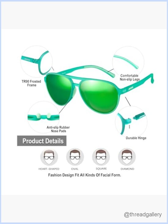 Polarized Aviator Sunglasses TR90 Frame UV400 Protection Retro Sport main image 6